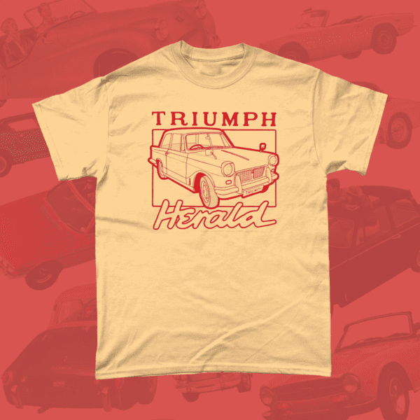 Triumph Herald Car Brand Vintage Retro British Leyland Motoring Automotive T-Shirt Yellow Haze