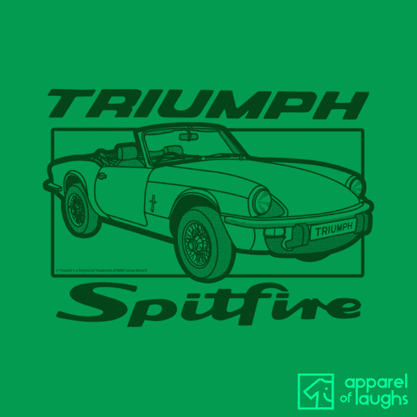 Triumph Spitfire Car Brand Vintage Retro British Leyland Motoring Automotive T-Shirt Design Irish Green