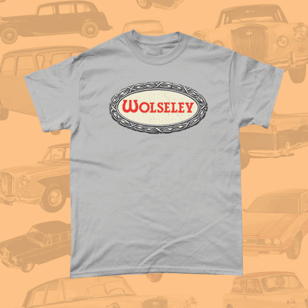 Wolseley Car Brand Logo Vintage Retro British Leyland Motoring Automotive T-Shirt Sports Grey