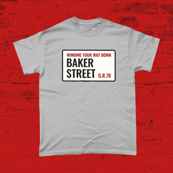 Baker Street Gerry Rafferty Lyrics 1970s British Music T-Shirt Sports Grey