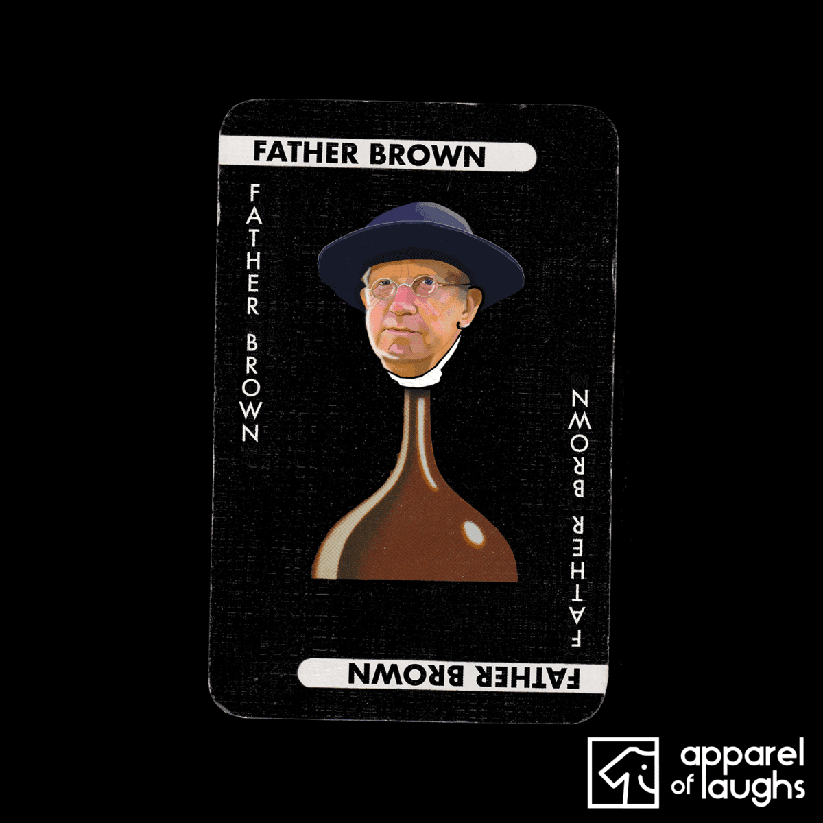 Father Brown Mark Williams BBC Murdery Mystery Book British Literature Detective Cluedo Drama T-Shirt Design Black