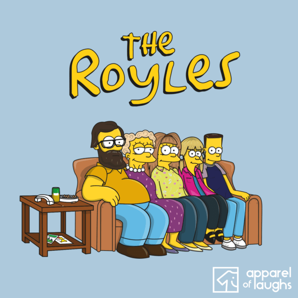 The Royle Family Simpsons BBC British TV Comedy Sitcom Humour T-Shirt Design Light Blue Jim Helen