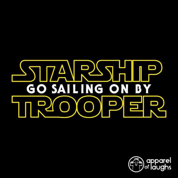 Yes Starship Trooper Star Wars 1970s British music film sci-fi band t-shirt Apparel of Laughs design black