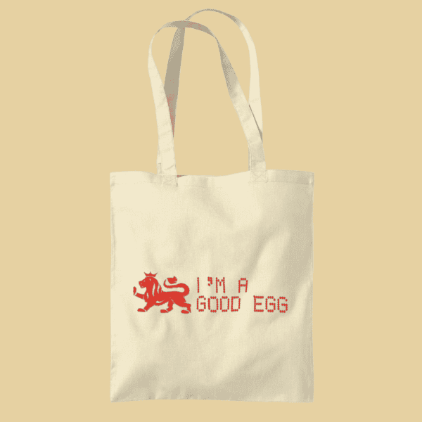 I'm A Good Egg British Food Red Lion Tote Bag Natural